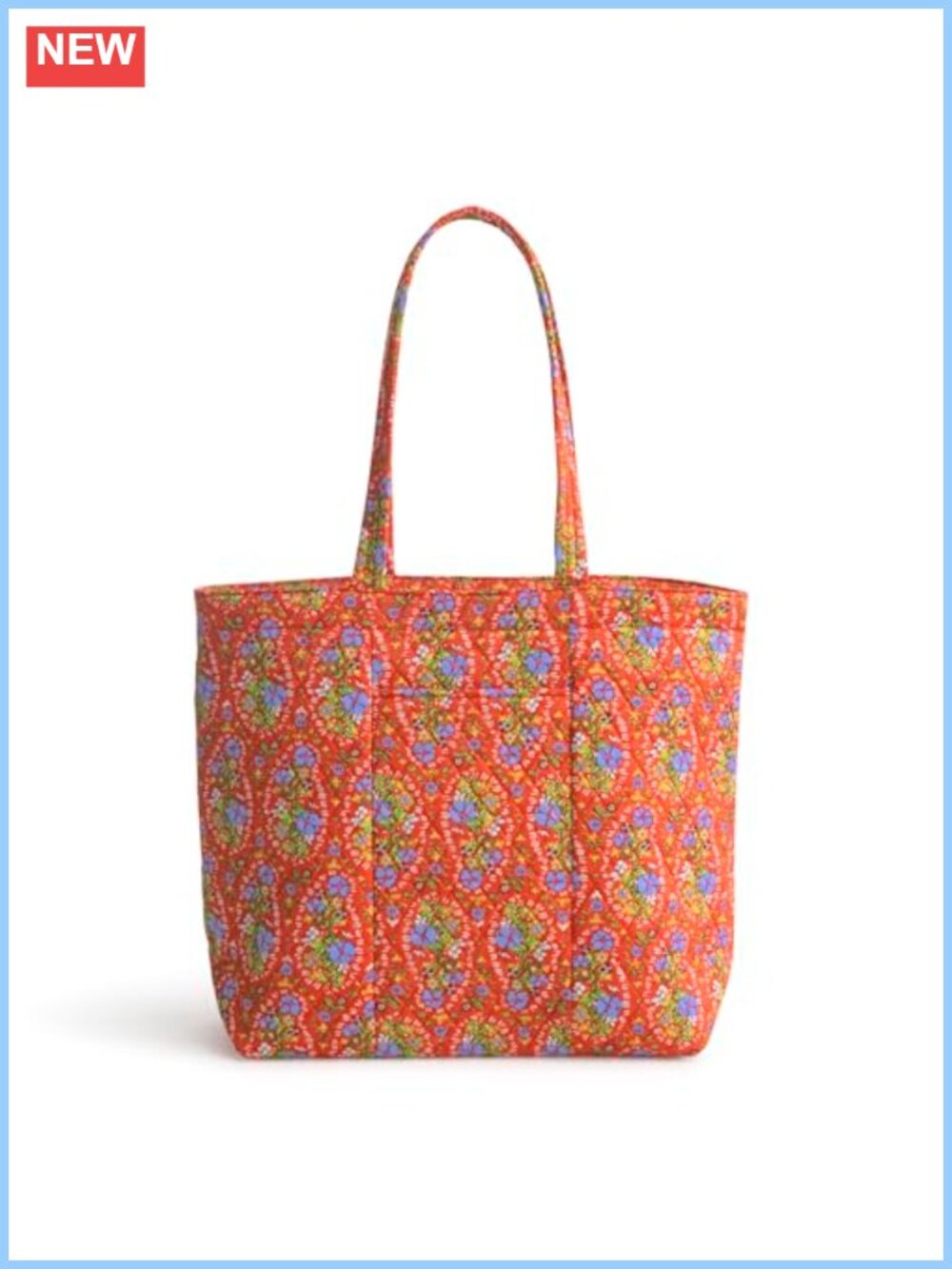 Quilted Cotton Zip Tote Bag with Pockets, Shoulder Strap
